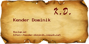 Kender Dominik névjegykártya
